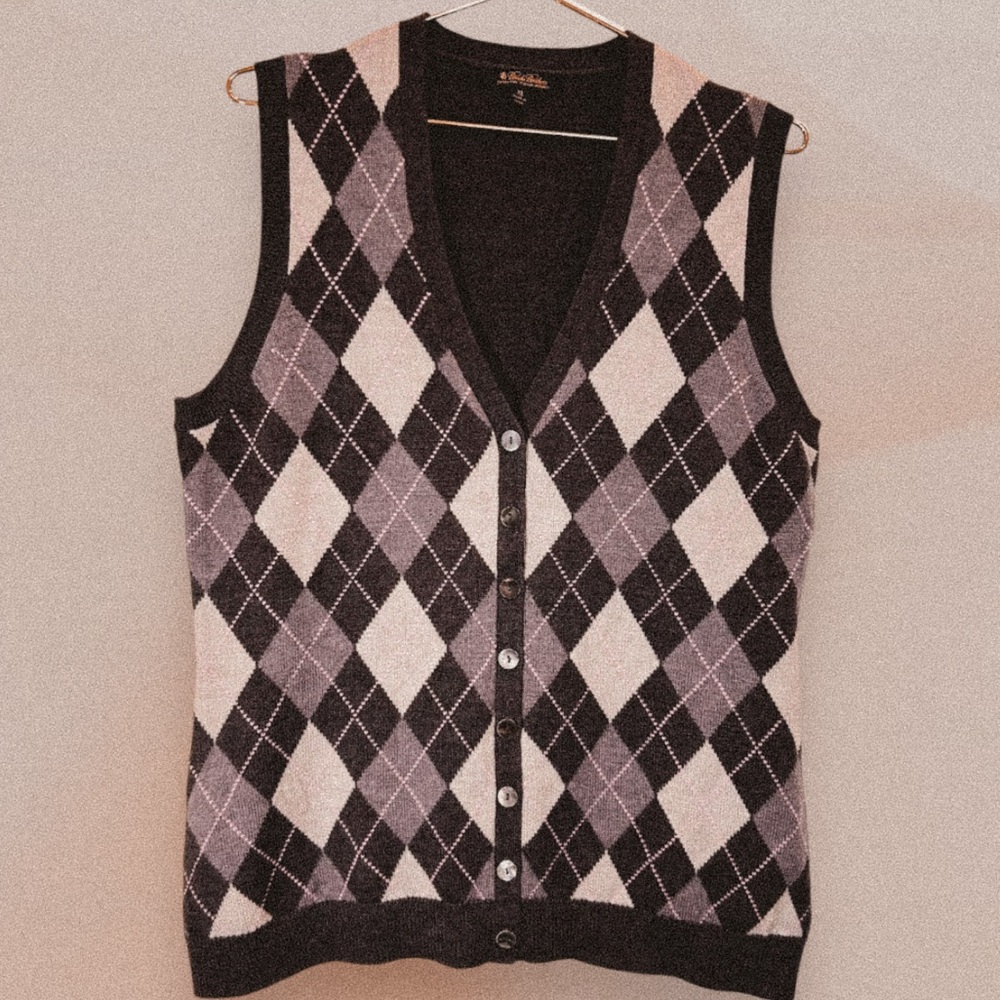 Brooks Brothers Black and Cream Argyle Sweater Vest